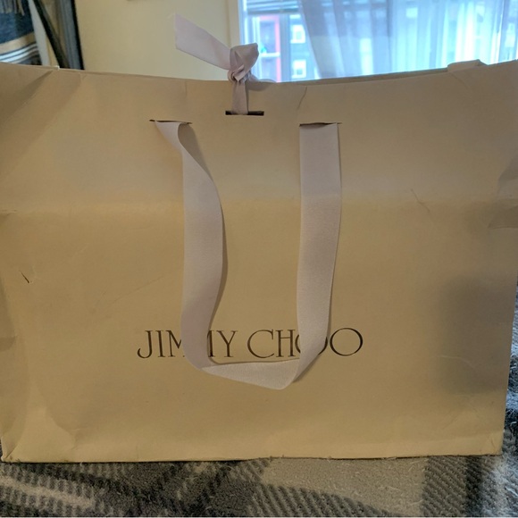 Jimmy Choo Shoes - Jimmy Choo Cream Shopping Bag with Ribbon